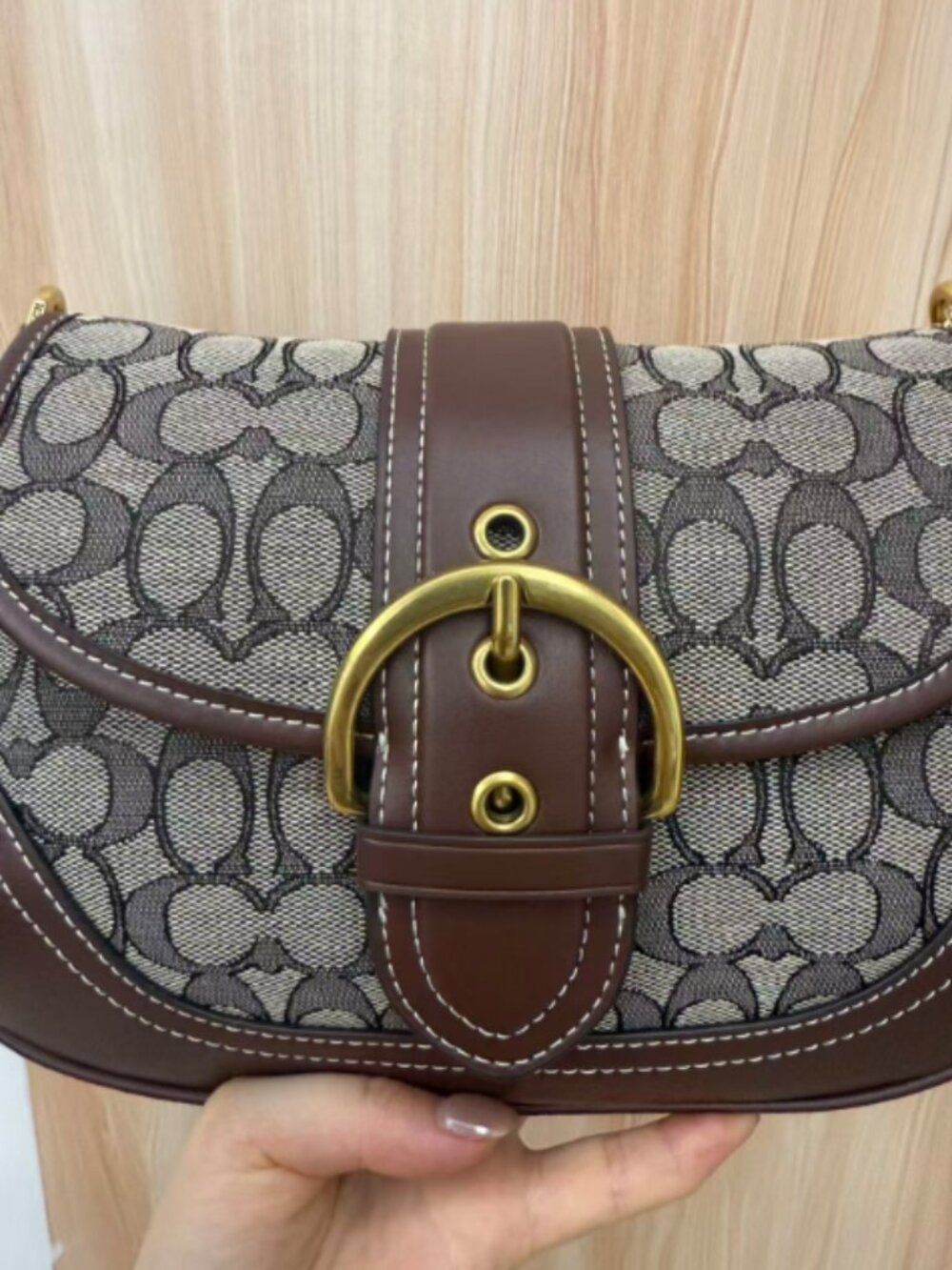 COACH Soho Bag Signature Jacquard Shoulder Bag CJ814 Brown Multi NEW - Picture 3 of 6